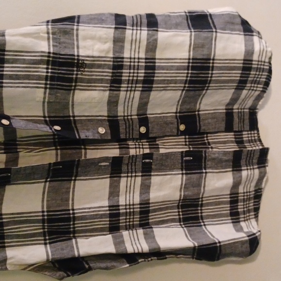 5 For $20 Ralph Lauren Linen Sleeveless Dress Shirt Plaid Tartan Chambray Top - Picture 3 of 9